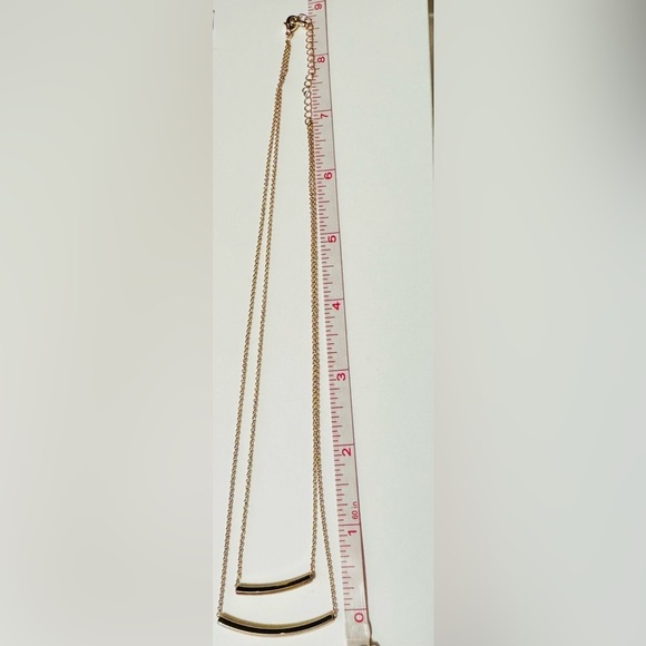 Gold tone Tube Trendy Necklace Double Layer, Adjustable to 18” with jump ring - Picture 5 of 6